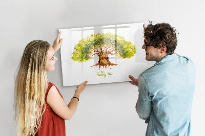 Memobord van glas met print inclusief neodymium magneten Stamboom met ruimte voor foto's