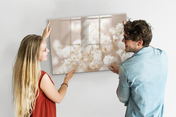 Decoratief glazen wandbord beschrijfbaar en magnetisch Een creatieve plek voor herinneringen en foto's