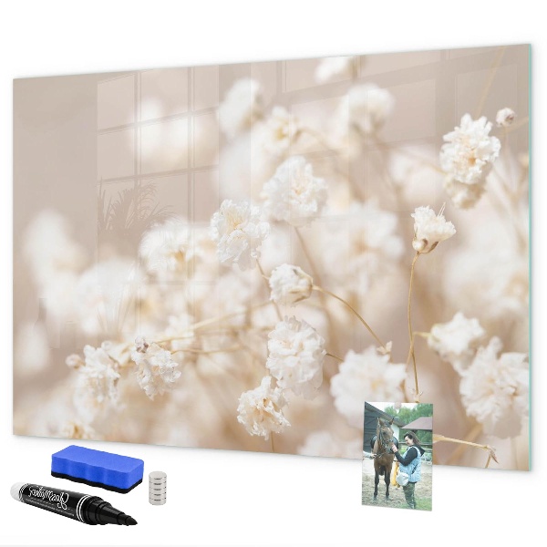 Decoratief glazen wandbord beschrijfbaar en magnetisch Een creatieve plek voor herinneringen en foto's