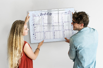Memobord van glas met print inclusief neodymium magneten Verjaardagskalender met ruimte voor foto's