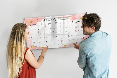 Memobord van glas met print inclusief neodymium magneten Maandplanner met ruimte voor foto's