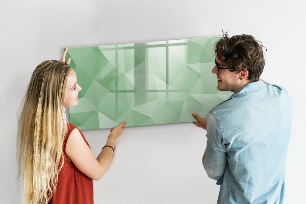 Decoratief glazen wandbord beschrijfbaar en magnetisch Een kleurrijk prikbord voor foto's en notities