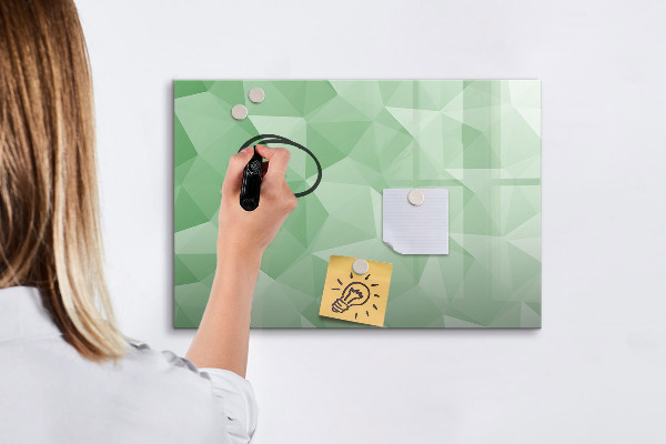 Decoratief glazen wandbord beschrijfbaar en magnetisch Een kleurrijk prikbord voor foto's en notities
