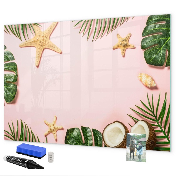 Memobord van glas met print inclusief neodymium magneten Zomerherinneringen tegen de achtergrond van de natuur.
