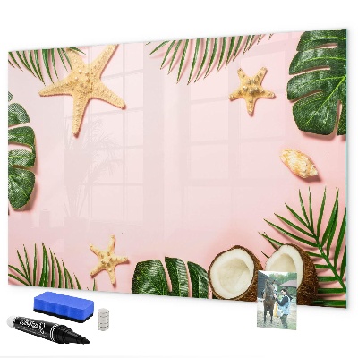 Memobord van glas met print inclusief neodymium magneten Zomerherinneringen tegen de achtergrond van de natuur.