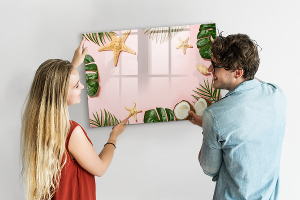 Memobord van glas met print inclusief neodymium magneten Zomerherinneringen tegen de achtergrond van de natuur.