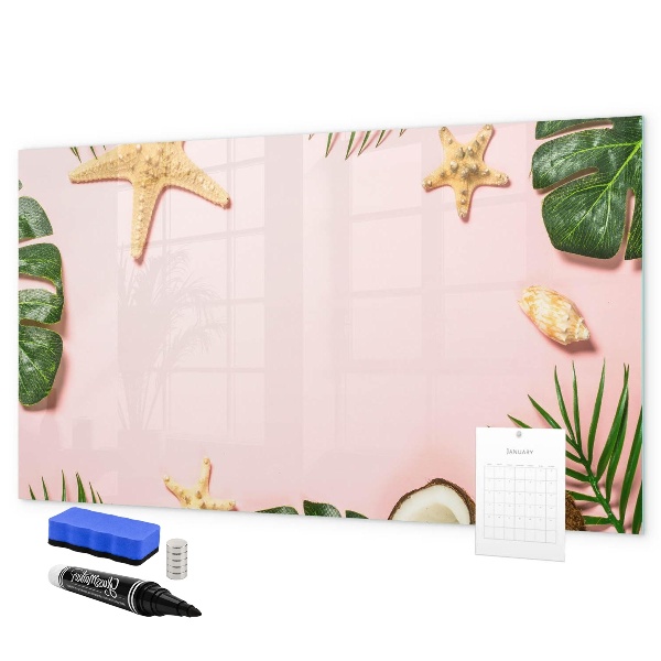 Memobord van glas met print inclusief neodymium magneten Zomerherinneringen tegen de achtergrond van de natuur.