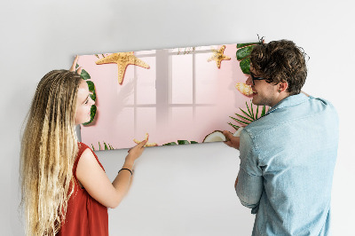 Memobord van glas met print inclusief neodymium magneten Zomerherinneringen tegen de achtergrond van de natuur.