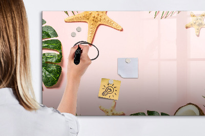 Memobord van glas met print inclusief neodymium magneten Zomerherinneringen tegen de achtergrond van de natuur.
