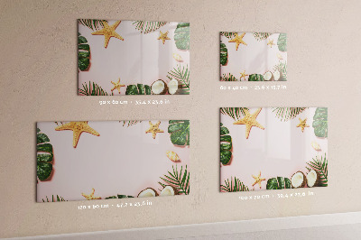 Memobord van glas met print inclusief neodymium magneten Zomerherinneringen tegen de achtergrond van de natuur.
