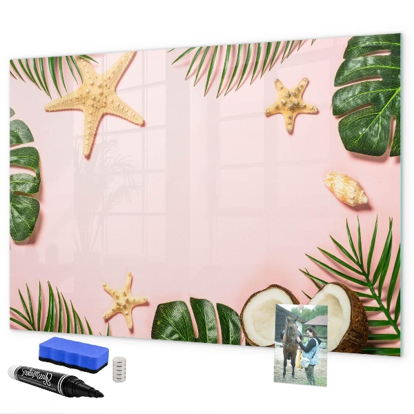 Memobord van glas met print inclusief neodymium magneten Zomerherinneringen tegen de achtergrond van de natuur.