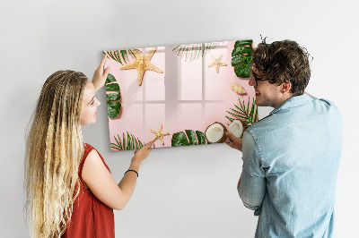 Memobord van glas met print inclusief neodymium magneten Zomerherinneringen tegen de achtergrond van de natuur.