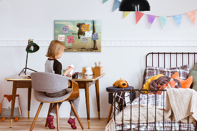 Memobord van glas met print inclusief neodymium magneten Olifanten en herinneringen aan de muur