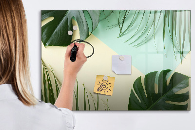 Decoratief glazen wandbord beschrijfbaar en magnetisch Stijlvol memobord met planten