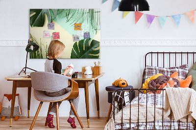 Decoratief glazen wandbord beschrijfbaar en magnetisch Stijlvol memobord met planten