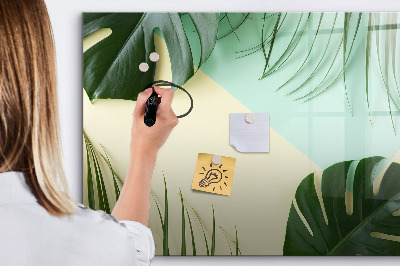 Decoratief glazen wandbord beschrijfbaar en magnetisch Stijlvol memobord met planten