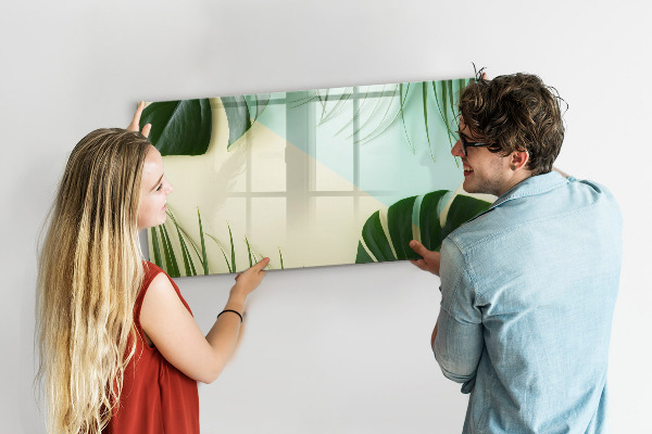 Decoratief glazen wandbord beschrijfbaar en magnetisch Stijlvol memobord met planten