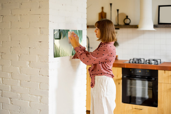 Decoratief glazen wandbord beschrijfbaar en magnetisch Stijlvol memobord met planten
