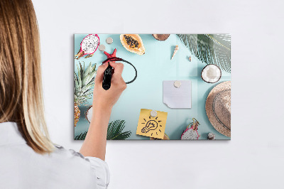 Memobord van glas met print inclusief neodymium magneten Herinneringen tegen een kleurrijke zeeachtergrond
