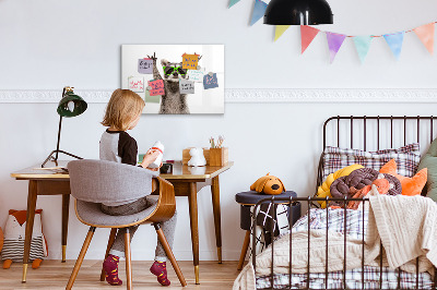 Decoratief glazen wandbord beschrijfbaar en magnetisch Blije wasbeer met foto's