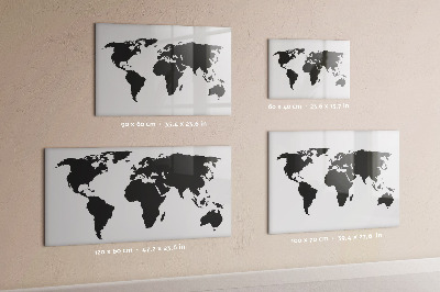 Memobord van glas met print inclusief neodymium magneten Een wereldkaart met herdenkingsplaatsen.