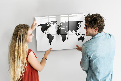 Memobord van glas met print inclusief neodymium magneten Een wereldkaart met herdenkingsplaatsen.