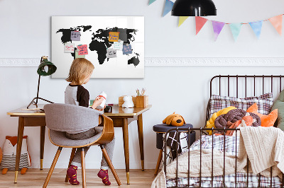 Memobord van glas met print inclusief neodymium magneten Een wereldkaart met herdenkingsplaatsen.