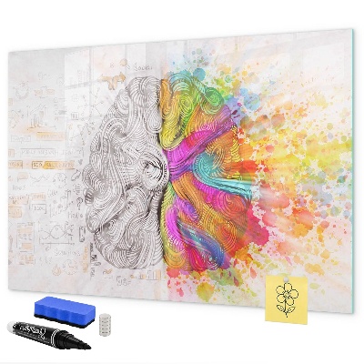 Decoratief glazen wandbord beschrijfbaar en magnetisch Een creatieve ruimte voor herinneringen en ideeën.