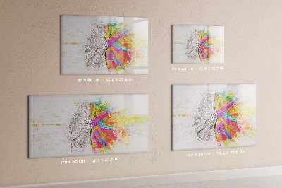 Decoratief glazen wandbord beschrijfbaar en magnetisch Een creatieve ruimte voor herinneringen en ideeën.
