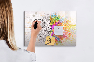 Decoratief glazen wandbord beschrijfbaar en magnetisch Een creatieve ruimte voor herinneringen en ideeën.