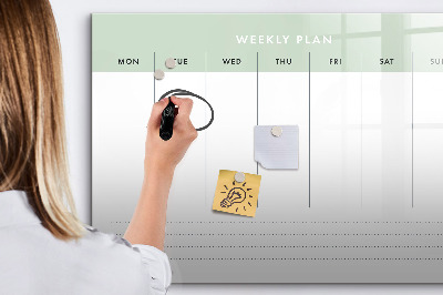 Memobord van glas met print inclusief neodymium magneten Weekplanning met ruimte voor foto's