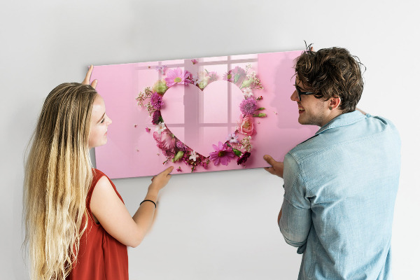 Decoratief glazen wandbord beschrijfbaar en magnetisch Creatief moodboard voor foto's en notities