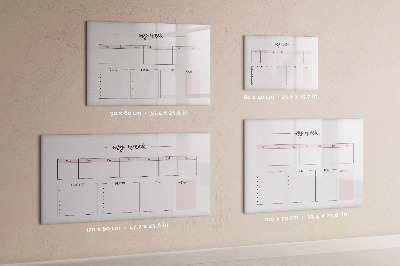 Memobord van glas met print inclusief neodymium magneten Weekplanner met ruimte voor foto's