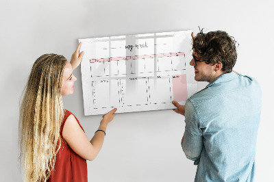 Memobord van glas met print inclusief neodymium magneten Weekplanner met ruimte voor foto's