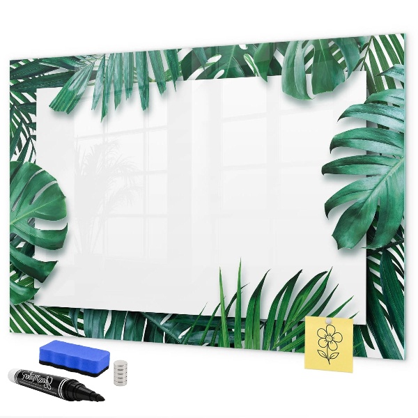 Memobord van glas met print inclusief neodymium magneten Groen bord voor foto's en notities