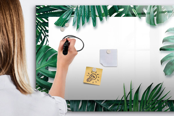 Memobord van glas met print inclusief neodymium magneten Groen bord voor foto's en notities