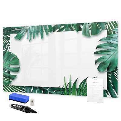 Memobord van glas met print inclusief neodymium magneten Groen bord voor foto's en notities