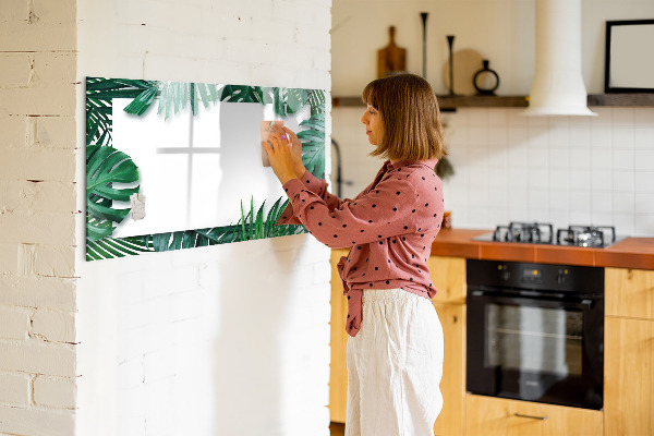 Memobord van glas met print inclusief neodymium magneten Groen bord voor foto's en notities