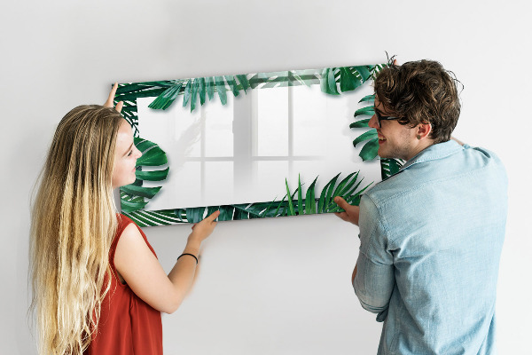 Memobord van glas met print inclusief neodymium magneten Groen bord voor foto's en notities