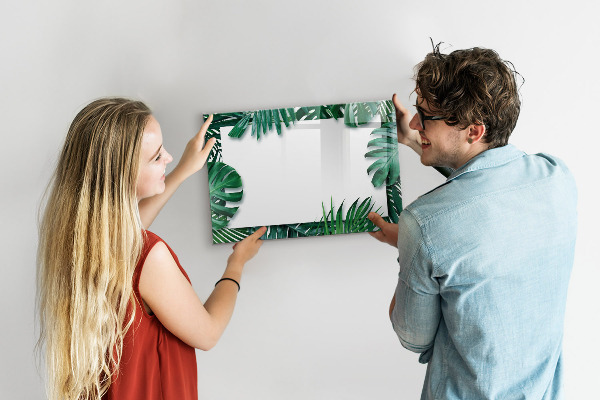 Memobord van glas met print inclusief neodymium magneten Groen bord voor foto's en notities