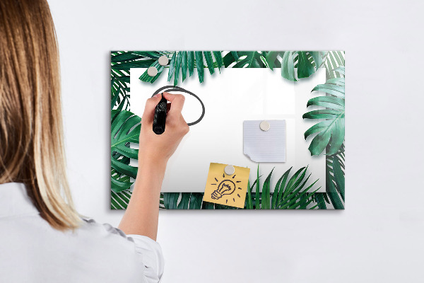 Memobord van glas met print inclusief neodymium magneten Groen bord voor foto's en notities