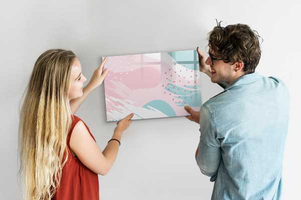 Decoratief glazen wandbord beschrijfbaar en magnetisch Creatief moodboard voor foto's en notities