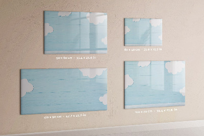 Memobord van glas met print inclusief neodymium magneten Plezier met wolken en foto's