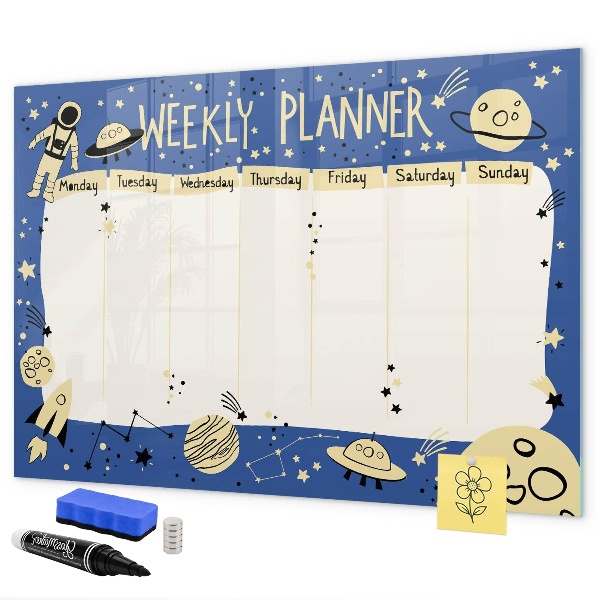 Weekplanner met een ruimtethema