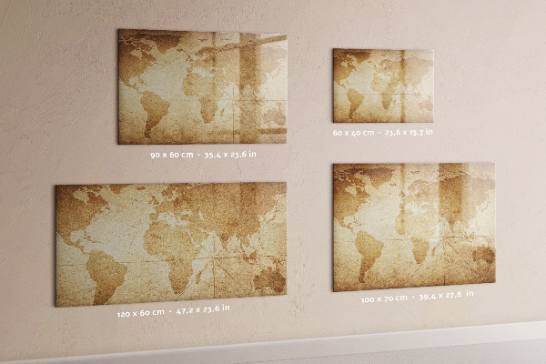 Memobord van glas met print inclusief neodymium magneten Kaart met herinneringen en extra accessoires