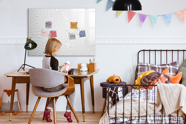 Decoratief glazen wandbord beschrijfbaar en magnetisch Modern prikbord voor foto's en notities
