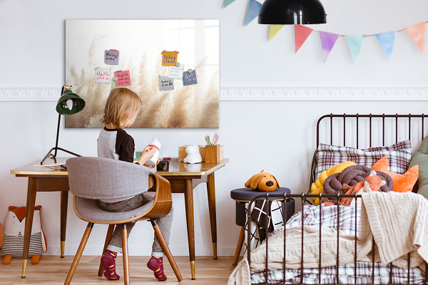 Decoratief glazen wandbord beschrijfbaar en magnetisch Modern prikbord voor foto's en notities