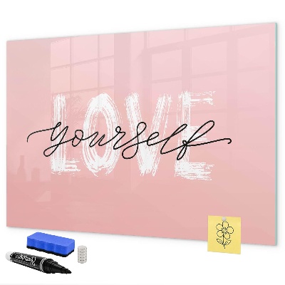 Memobord van glas met print inclusief neodymium magneten Liefde in foto's en herinneringen