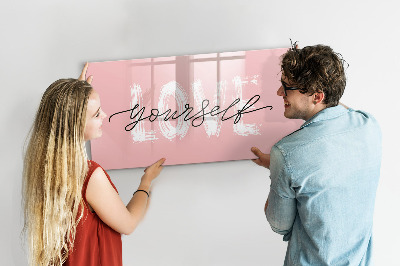 Memobord van glas met print inclusief neodymium magneten Liefde in foto's en herinneringen