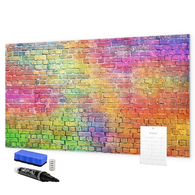 Decoratief glazen wandbord beschrijfbaar en magnetisch Een kleurrijke muur met ruimte voor foto's